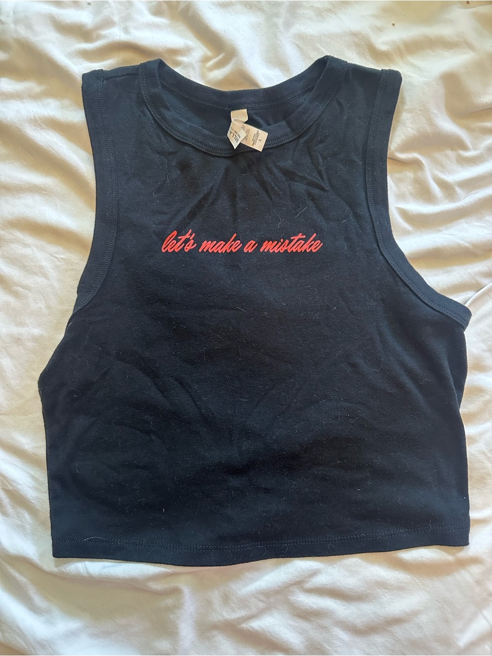 Bella Canvas Black Crop Tank with Red Script